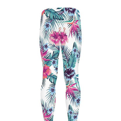 Neon Hibiscus Tropical Pattern Print Men's leggings