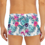 Neon Hibiscus Tropical Pattern Print Men's Short Boxer Briefs