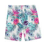 Neon Hibiscus Tropical Pattern Print Men's Sports Shorts