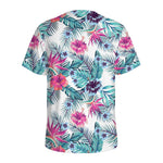 Neon Hibiscus Tropical Pattern Print Men's Sports T-Shirt