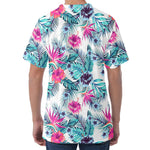Neon Hibiscus Tropical Pattern Print Men's Velvet T-Shirt