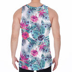 Neon Hibiscus Tropical Pattern Print Men's Velvet Tank Top