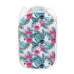 Neon Hibiscus Tropical Pattern Print Mesh Laundry Hamper