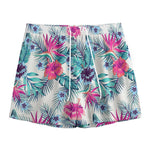 Neon Hibiscus Tropical Pattern Print Mesh Shorts