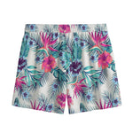Neon Hibiscus Tropical Pattern Print Mesh Shorts