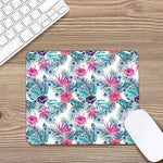 Neon Hibiscus Tropical Pattern Print Mouse Pad