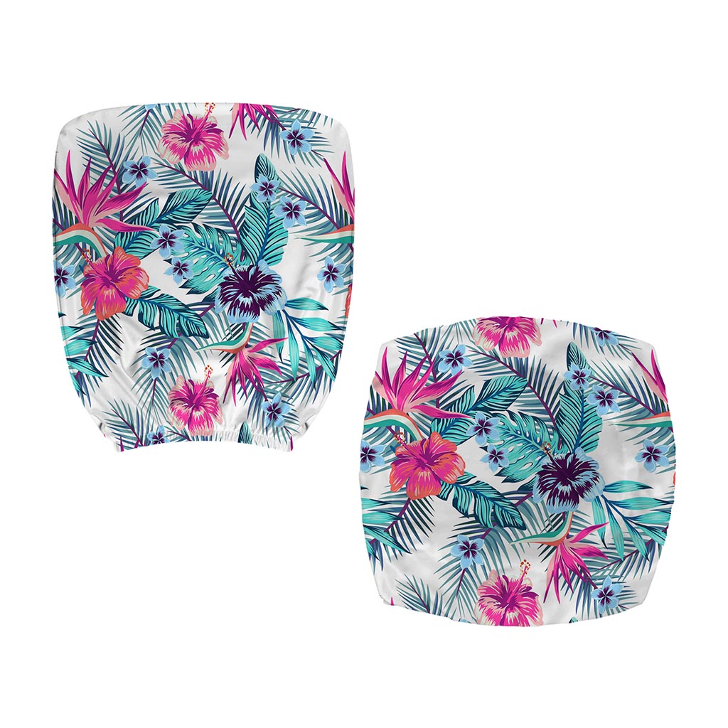 Neon Hibiscus Tropical Pattern Print Office Chair Cover