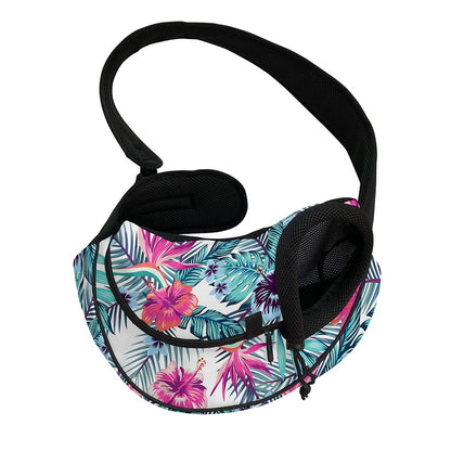 Neon Hibiscus Tropical Pattern Print Pet Sling Carrier