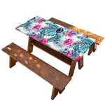 Neon Hibiscus Tropical Pattern Print Picnic Table Cover
