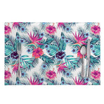 Neon Hibiscus Tropical Pattern Print Placemat
