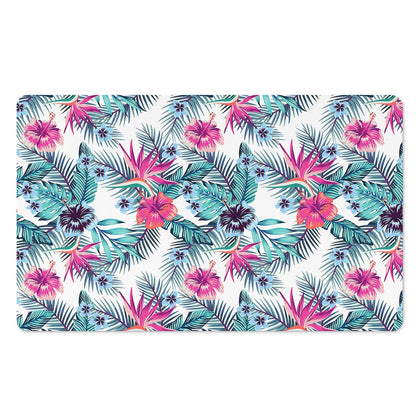 Neon Hibiscus Tropical Pattern Print Polyester Doormat