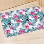 Neon Hibiscus Tropical Pattern Print Polyester Doormat