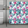 Neon Hibiscus Tropical Pattern Print Polyester Shower Curtain