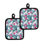 Neon Hibiscus Tropical Pattern Print Pot Holders