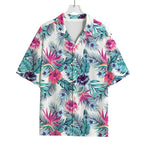 Neon Hibiscus Tropical Pattern Print Rayon Hawaiian Shirt
