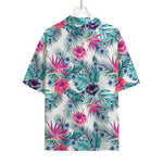 Neon Hibiscus Tropical Pattern Print Rayon Hawaiian Shirt