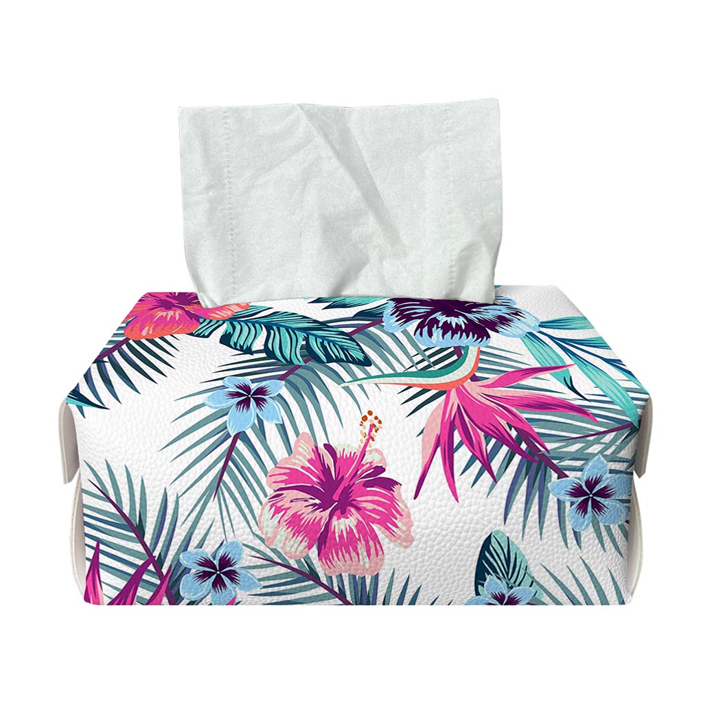 Neon Hibiscus Tropical Pattern Print Rectangle Tissue Box Cover