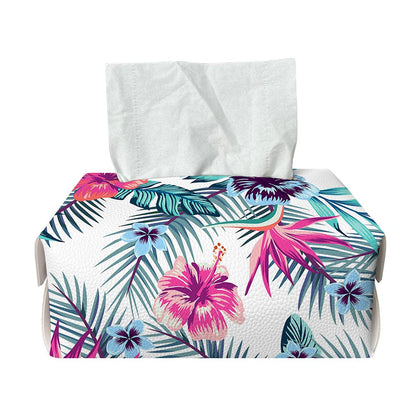 Neon Hibiscus Tropical Pattern Print Rectangle Tissue Box Cover