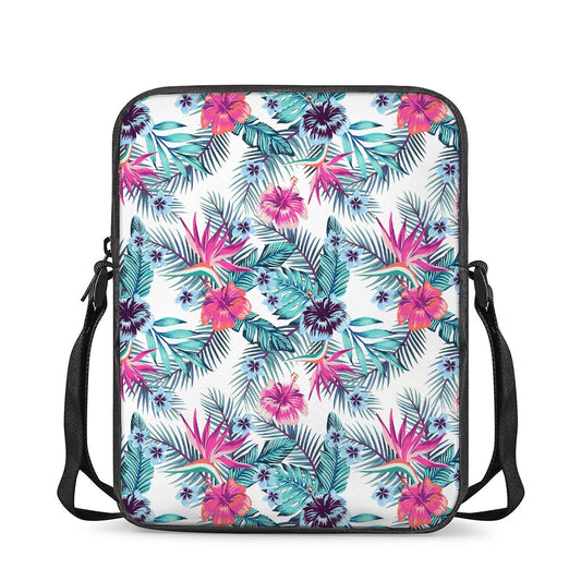 Neon Hibiscus Tropical Pattern Print Rectangular Crossbody Bag