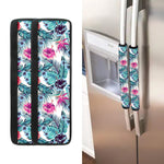 Neon Hibiscus Tropical Pattern Print Refrigerator Handle Covers
