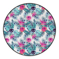 Neon Hibiscus Tropical Pattern Print Round Floor Mat