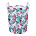 Neon Hibiscus Tropical Pattern Print Round Laundry Basket