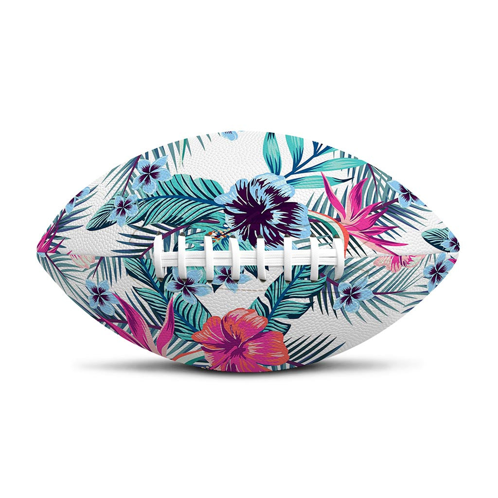 Neon Hibiscus Tropical Pattern Print Rugby Ball