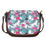 Neon Hibiscus Tropical Pattern Print Saddle Bag