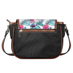Neon Hibiscus Tropical Pattern Print Saddle Bag