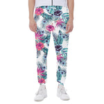 Neon Hibiscus Tropical Pattern Print Scuba Joggers