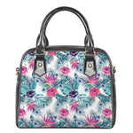 Neon Hibiscus Tropical Pattern Print Shoulder Handbag
