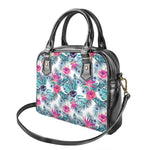 Neon Hibiscus Tropical Pattern Print Shoulder Handbag