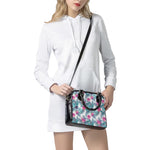 Neon Hibiscus Tropical Pattern Print Shoulder Handbag