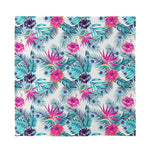 Neon Hibiscus Tropical Pattern Print Silk Bandana