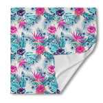 Neon Hibiscus Tropical Pattern Print Silk Bandana