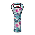Neon Hibiscus Tropical Pattern Print Single Neoprene Wine Tote
