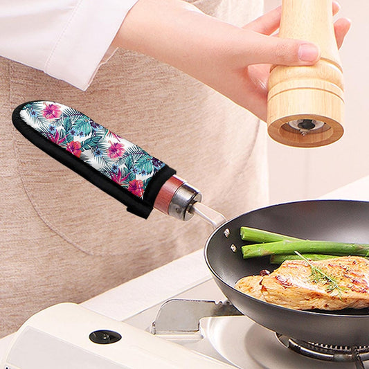 Neon Hibiscus Tropical Pattern Print Skillet Handle Cover