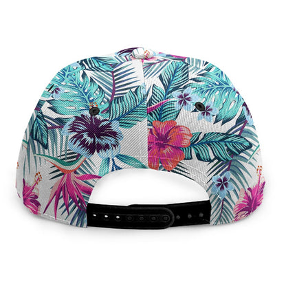 Neon Hibiscus Tropical Pattern Print Snapback Cap