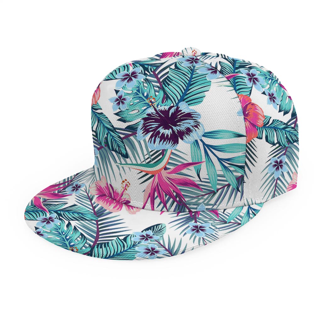 Neon Hibiscus Tropical Pattern Print Snapback Cap