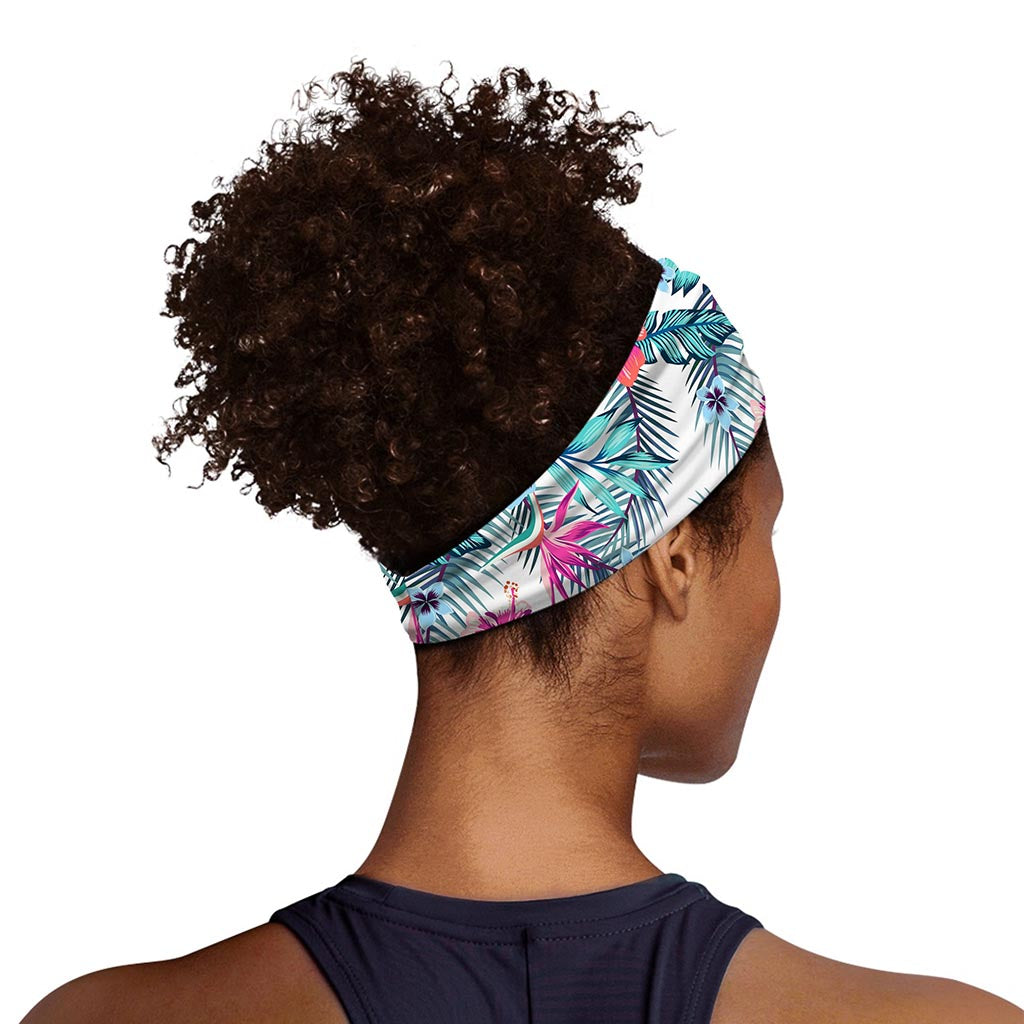 Neon Hibiscus Tropical Pattern Print Sports Headband