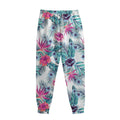 Neon Hibiscus Tropical Pattern Print Sweatpants