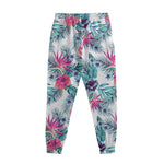 Neon Hibiscus Tropical Pattern Print Sweatpants