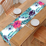 Neon Hibiscus Tropical Pattern Print Table Runner