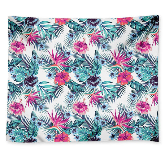 Neon Hibiscus Tropical Pattern Print Tapestry