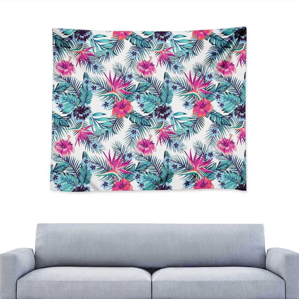 Neon Hibiscus Tropical Pattern Print Tapestry