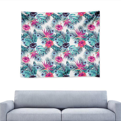 Neon Hibiscus Tropical Pattern Print Tapestry