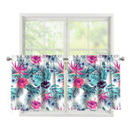 Neon Hibiscus Tropical Pattern Print Tier Curtains