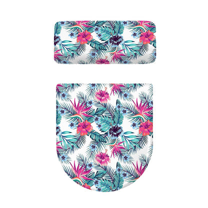 Neon Hibiscus Tropical Pattern Print Toilet Lid And Tank Cover Set