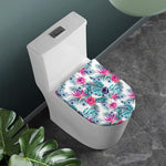 Neon Hibiscus Tropical Pattern Print Toilet Lid Cover