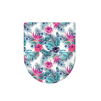 Neon Hibiscus Tropical Pattern Print Toilet Lid Cover